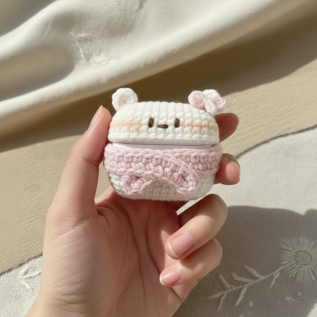 Cute Bear Crochet AirPods Case π§Έπ