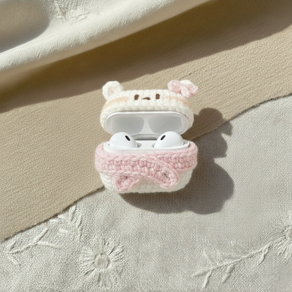 Cute Bear Crochet AirPods Case 🧸💗