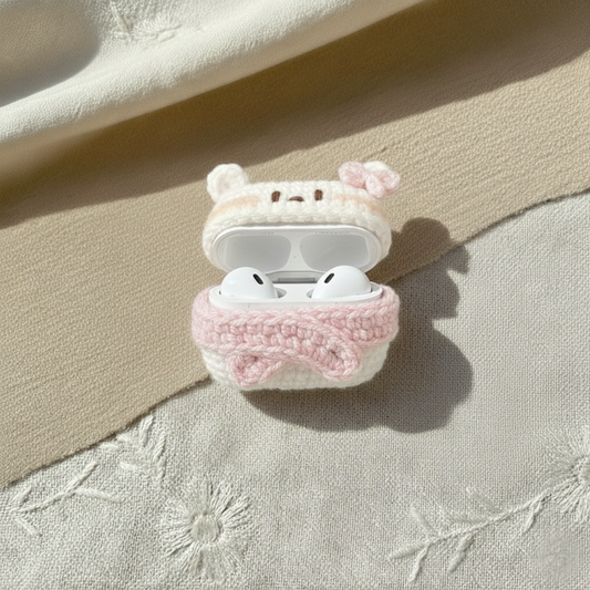 Cute Bear Crochet AirPods Case 🧸💗