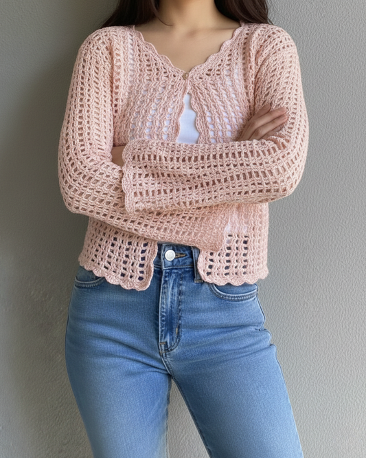 Handmade Crochet Cardigan Jacket | Lightweight Crochet Sweater for Women