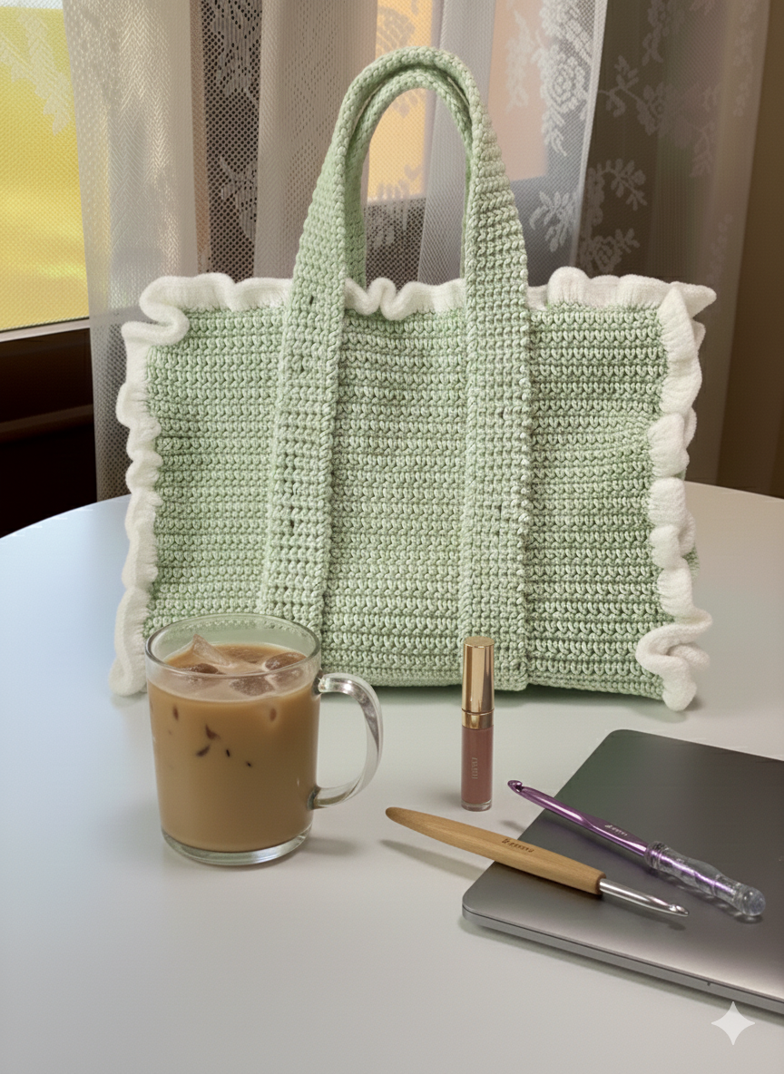Cute and Trendy Ruffle Crochet Laptop Bag ✨