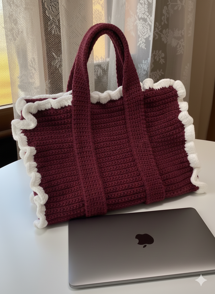 Cute and Trendy Ruffle Crochet Laptop Bag ✨