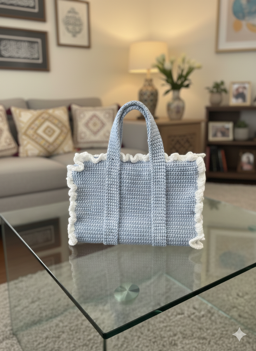Cute and Trendy Ruffle Crochet Laptop Bag ✨